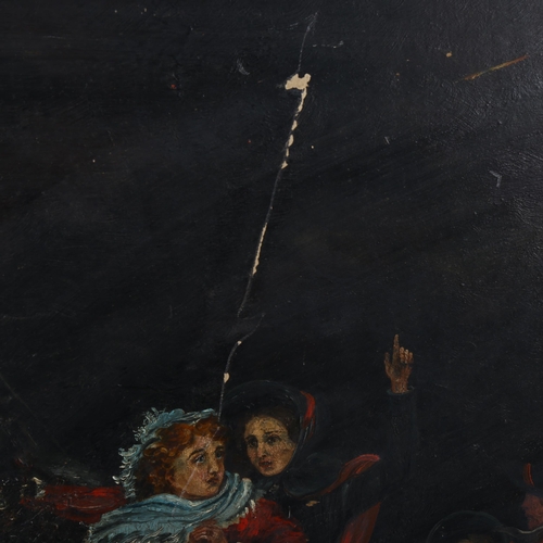 2086 - 19th century English School, oil on board, The Salvation Army saving a girl from a shipwreck, unsign... 