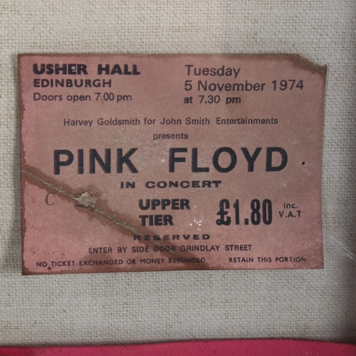 2097 - Pink Floyd, group of concert memorabilia programmes and tickets mounted in single frame, overall fra... 