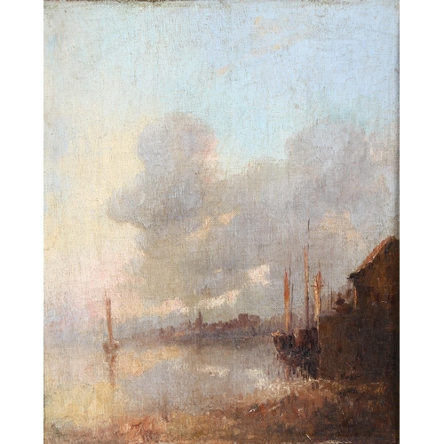 2099 - John Callow (1822 - 1898), oil on board, harbour scene at dusk, signed, 30cm x 24cm, framed