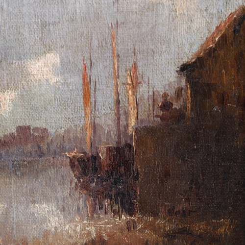 2099 - John Callow (1822 - 1898), oil on board, harbour scene at dusk, signed, 30cm x 24cm, framed