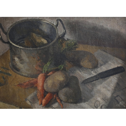 2100 - Bloomsbury School, oil on canvas, still life study, early 20th century, unsigned, 28cm x 38cm, frame... 