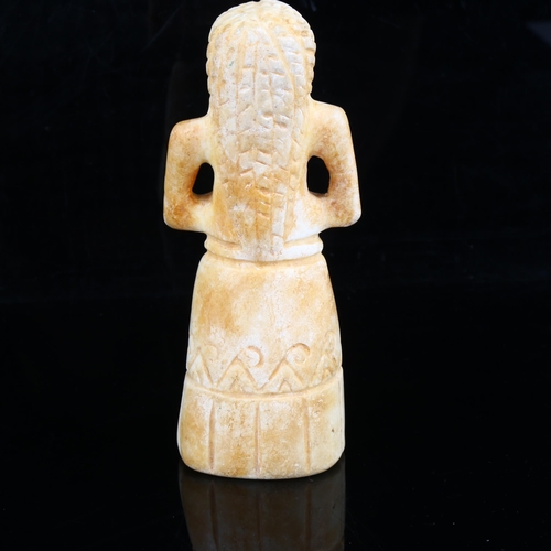 1051 - Mesopotamian carved stone votive figure, height 13cm, provenance: the collection of a private academ... 