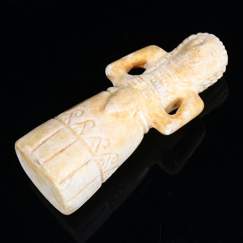 1051 - Mesopotamian carved stone votive figure, height 13cm, provenance: the collection of a private academ... 