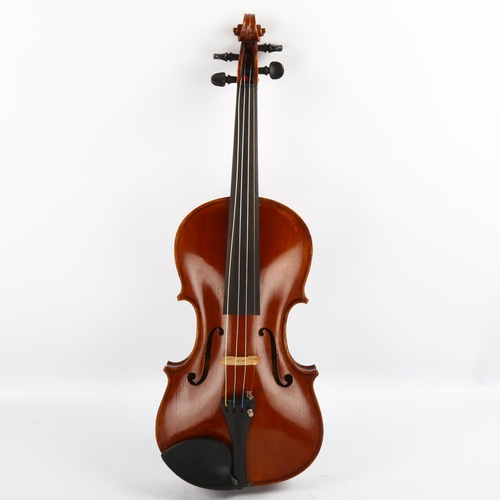 1084 - Leif Karlsson violin, back length 355mm, in Hill & Son case