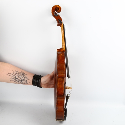 1084 - Leif Karlsson violin, back length 355mm, in Hill & Son case