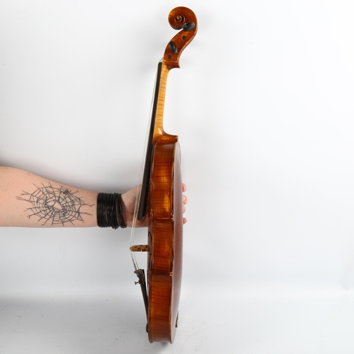 1084 - Leif Karlsson violin, back length 355mm, in Hill & Son case