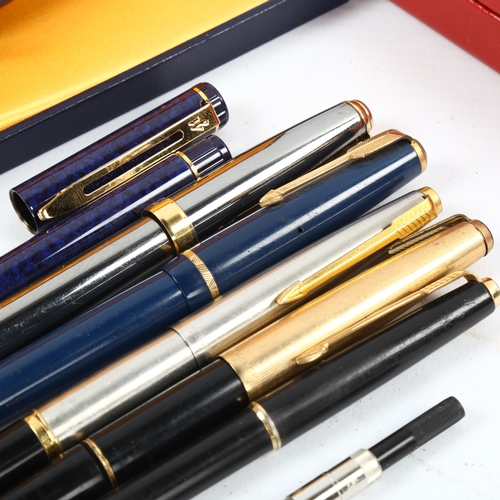 1088 - A group of Waterman Parker and Sheaffer fountain pens and ballpoint pens