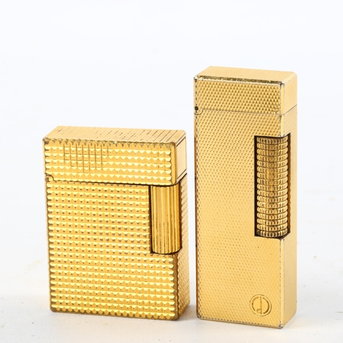 1090 - 2 gold plated Dunhill and Dupont pocket lighters (2)