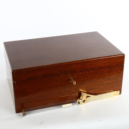 1103 - A vintage Dunhill mahogany cigar humidor, and cigar cutter, H15 x D25 x W32cm