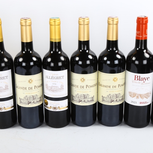 1109 - 10 bottles of French wine, 3 x Lalande de Pomeral 2020, Cuvee Isabelle, 2 x Chateau Allegret 2014, J... 