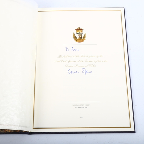 1117 - Earl Spencer's Tribute To Diana Princess Of Wales Westminster Abbey September 6th 1997, signed in in... 