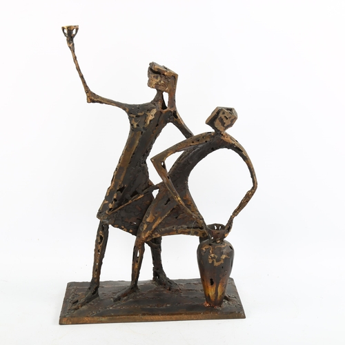 1140 - Sean Crampton (1918 - 1999), bronze sculpture, 2 figures, height 48cm