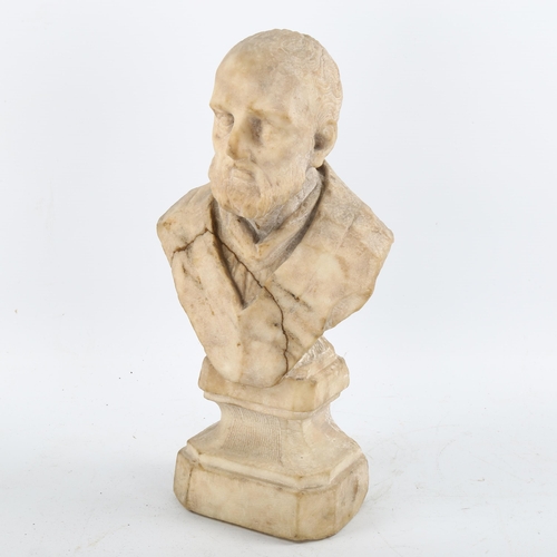 1141 - A carved marble bust of Aristotle, unsigned, height 31cm