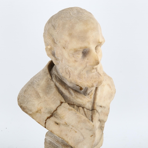 1141 - A carved marble bust of Aristotle, unsigned, height 31cm