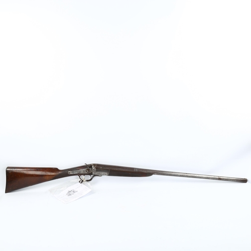 1145 - A 19th century 12 bore single-barrel shotgun, by A Waters of Hastings, with certificate of deactivat... 