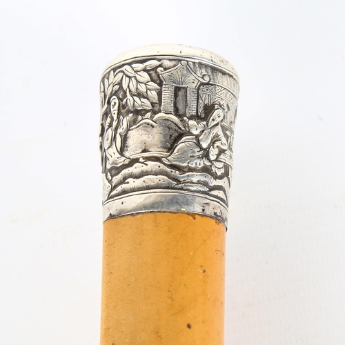 1146 - MILITARIA INTEREST - a rare 19th century silver topped malacca sword stick, engraved to knop 