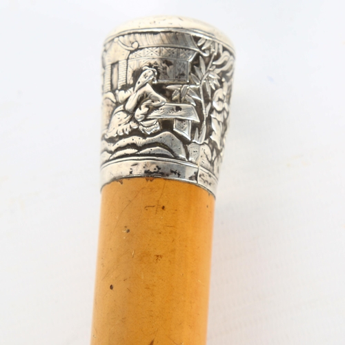 1146 - MILITARIA INTEREST - a rare 19th century silver topped malacca sword stick, engraved to knop 