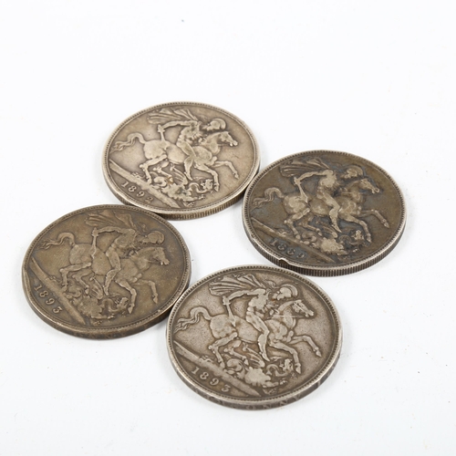 1156 - 4 Victorian Crown coins