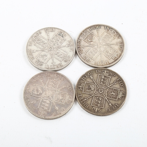 1157 - 4 Victorian double florin coins