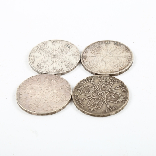 1157 - 4 Victorian double florin coins