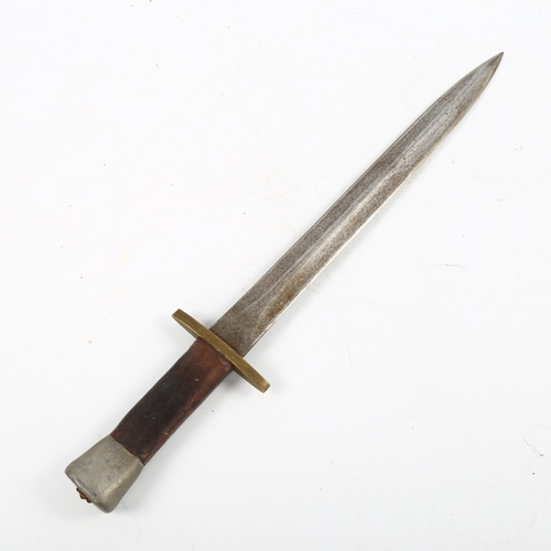 1161 - A Second World War period long dagger with gemstone set pommel, length 42cm