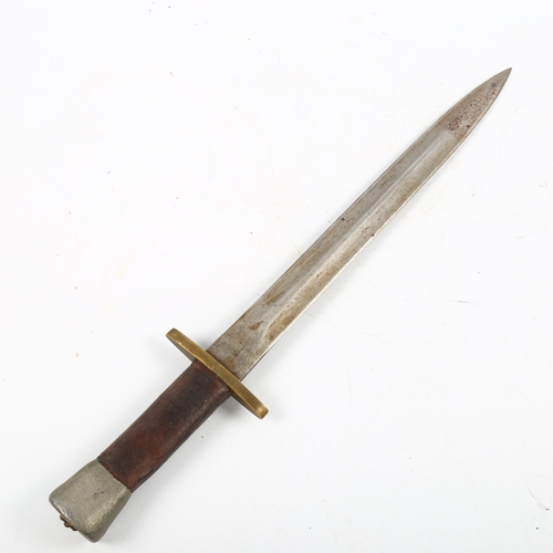 1161 - A Second World War period long dagger with gemstone set pommel, length 42cm