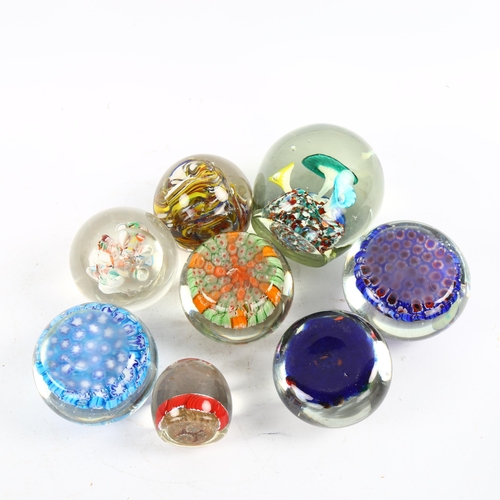 1168 - A group of Millefiori glass paperweights, largest height 9cm