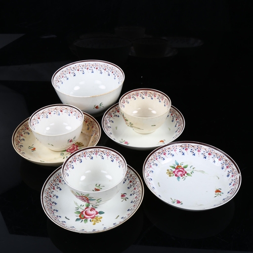 1193 - A group of 18th century porcelain tea bowls and saucers, hand painted decoration