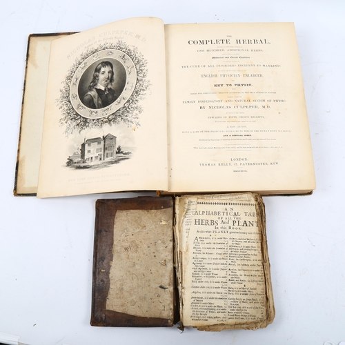 1210 - The Complete Herbal by Nicholas Culpeper, published 1847 (front cover detached), and an 18th century... 