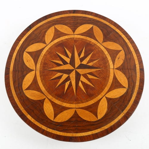 1223 - An Italian/Maltese parquetry inlaid revolving stand, early to mid-20th century, diameter 30cm