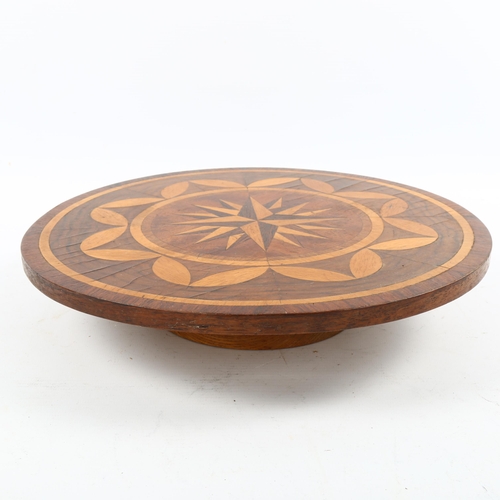 1223 - An Italian/Maltese parquetry inlaid revolving stand, early to mid-20th century, diameter 30cm