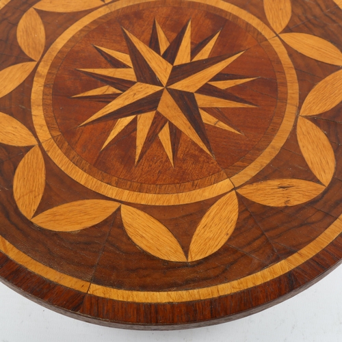 1223 - An Italian/Maltese parquetry inlaid revolving stand, early to mid-20th century, diameter 30cm