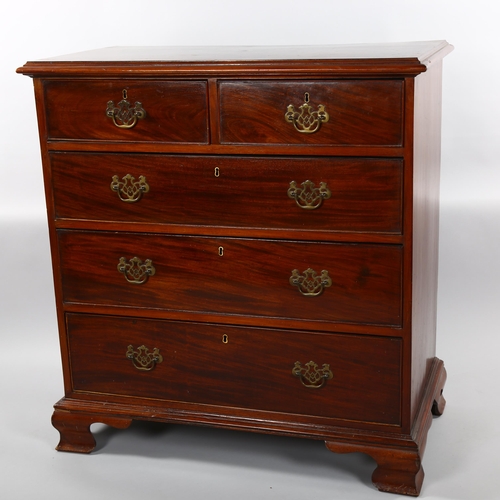 1236 - George III mahogany chest of drawers, with brass drop handles and ogee bracket feet, width 97cm, dep... 