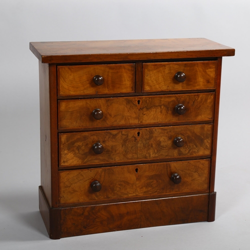 1238 - A Victorian miniature walnut chest of drawers, width 43cm, depth 18cm, height 42cm