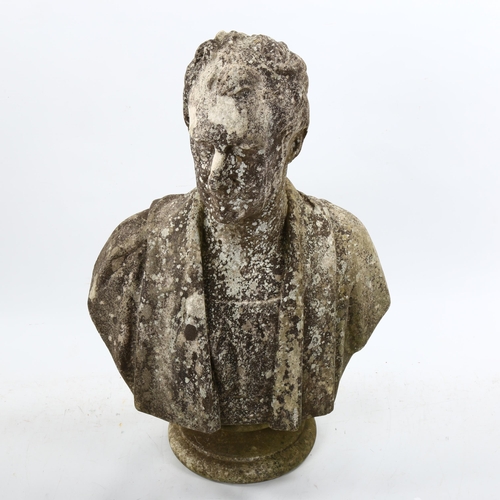 1241 - A 19th century weathered marble or stone carved bust of William Nicholas Darnell (1776 - 1865), Chur... 