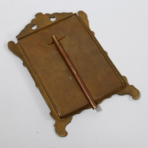 1248 - 19th century brass and champleve enamel photo frame, height 22cm