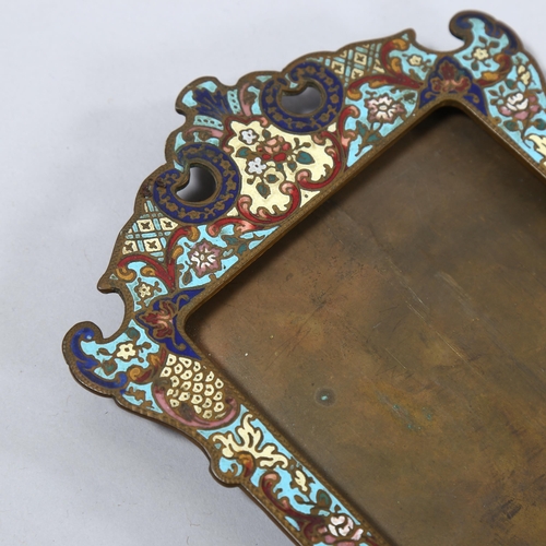 1248 - 19th century brass and champleve enamel photo frame, height 22cm