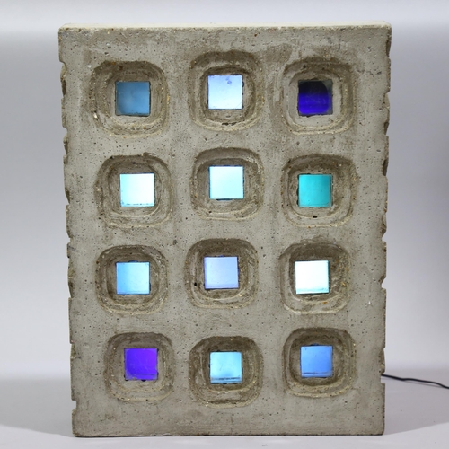 1265 - Paul Sedgwick - Illumainated glass panels set in cast concrete frame, 51 x 39cm