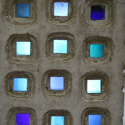 1265 - Paul Sedgwick - Illumainated glass panels set in cast concrete frame, 51 x 39cm