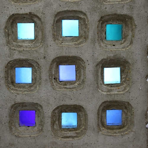 1265 - Paul Sedgwick - Illumainated glass panels set in cast concrete frame, 51 x 39cm