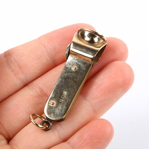 201 - An early 20th century 9ct gold cigar cutter fob, maker's marks SB and S Ltd, hallmarks Birmingham 19... 