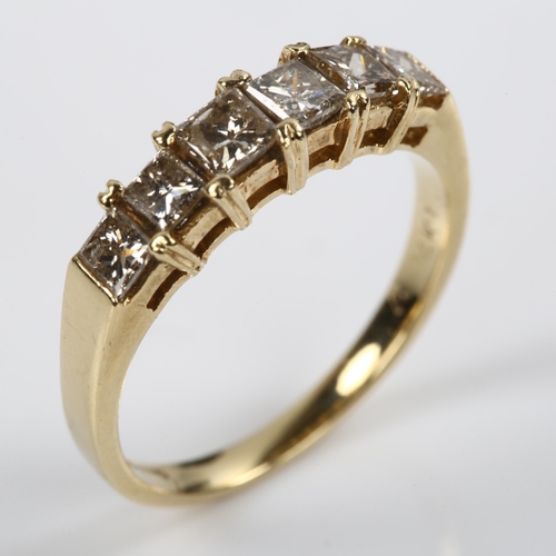 211 - A 14ct gold diamond dress ring, set with Princess-cut diamonds, total diamond content approx 0.75ct,... 