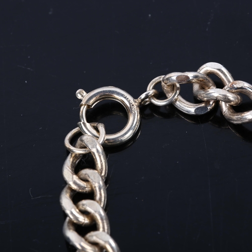 214 - A silver curb link identity bracelet, bracelet length 21cm, 39.8g