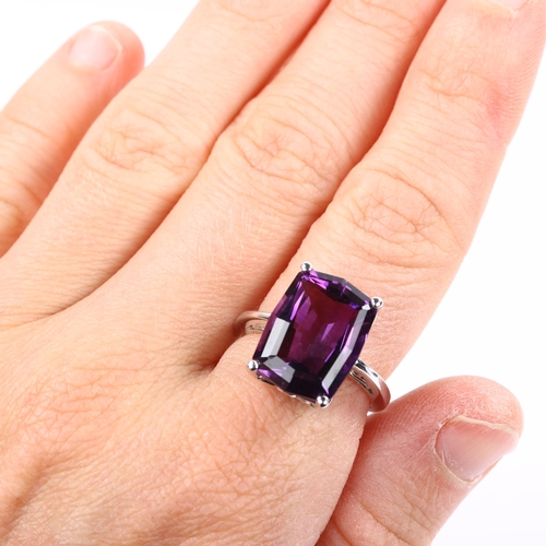 217 - ASTLEY CLARKE - a modern 14ct white gold fantasy-cut amethyst dress ring, amethyst length 15.9mm, si... 