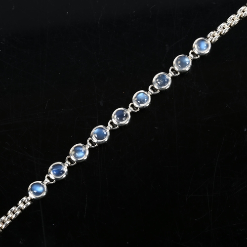 232 - A sterling silver moonstone line bracelet, bracelet length 20cm, 8.8g