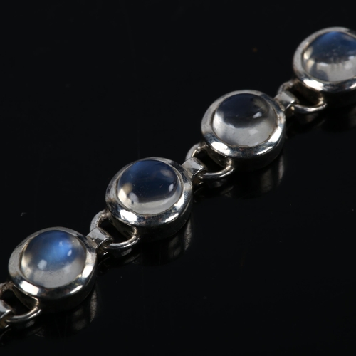 232 - A sterling silver moonstone line bracelet, bracelet length 20cm, 8.8g