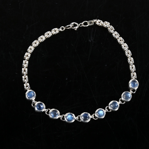 232 - A sterling silver moonstone line bracelet, bracelet length 20cm, 8.8g