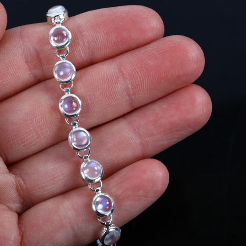 232 - A sterling silver moonstone line bracelet, bracelet length 20cm, 8.8g