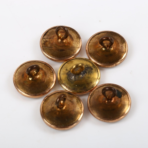 242 - A set of 6 gold plated mother-of-pearl and enamel dress buttons, with paste stone centres, diameter ... 