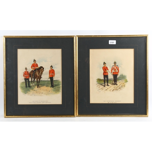 2101 - R Simkin, pair of 19th century colour prints, studies of military uniform, 30cm x 24cm, framed